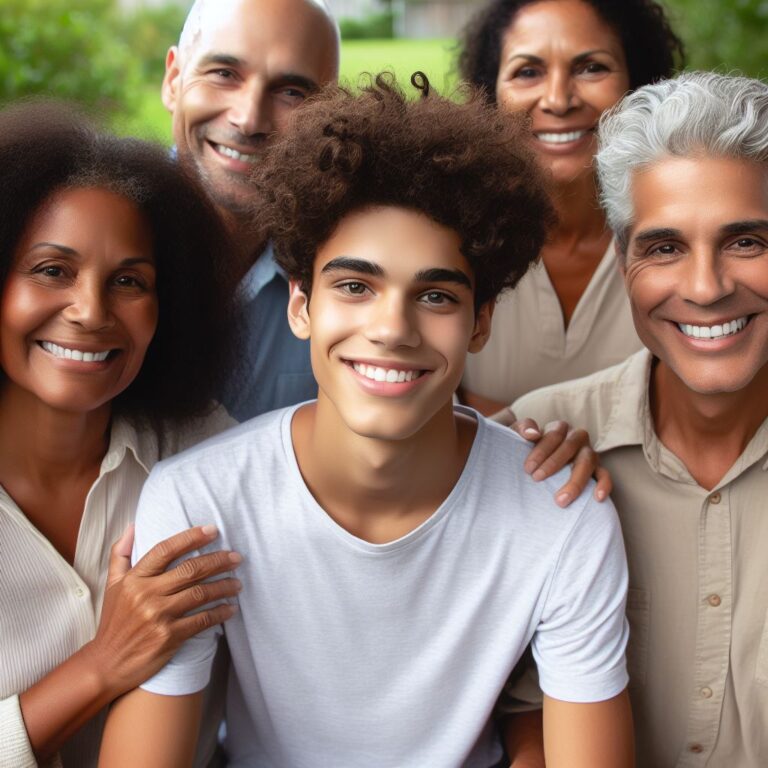 Família reunida e sorrindo, demonstrando a felicidade e a união proporcionadas pela recuperação.