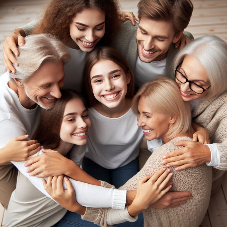 Família acolhendo e apoiando membro em recuperação.