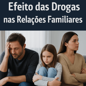 Família reunida com expressões de tensão em um ambiente doméstico