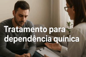 Paciente em acolhimento terapêutico durante tratamento para dependência química em clínica de recuperação