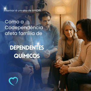 Grupo de apoio familiar em círculo, simbolizando recuperação da codependência
